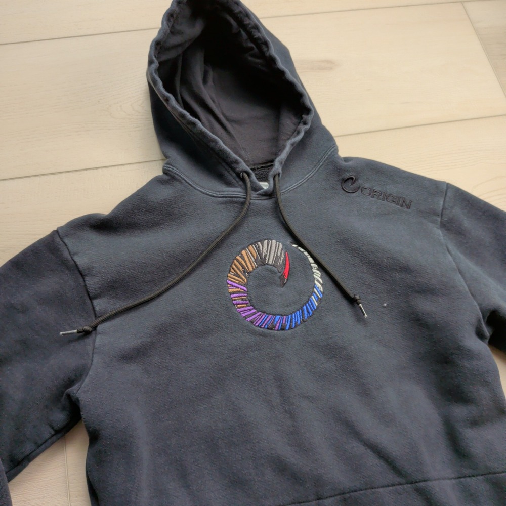 Origin 100 Kilo Hoodie Mens Medium Black Embroidered Heavyweight Made in USA
